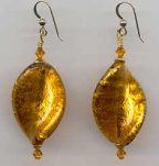 Topaz & Gold Large "Twist" Venetian Bead Earrings